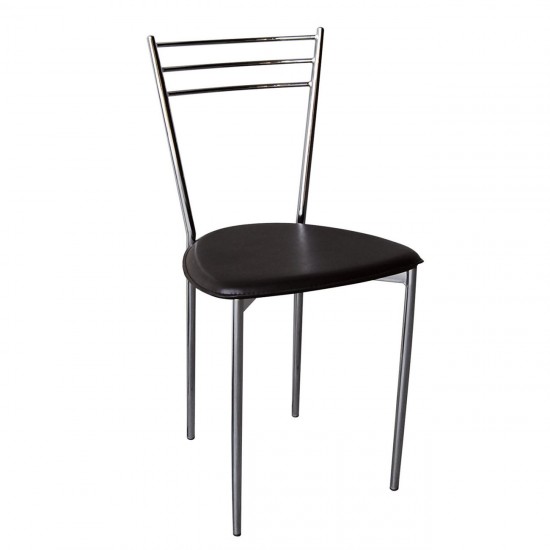 VALETTA Καρέκλα Μέταλλο Χρώμιο / PVC Σκούρο Καφέ