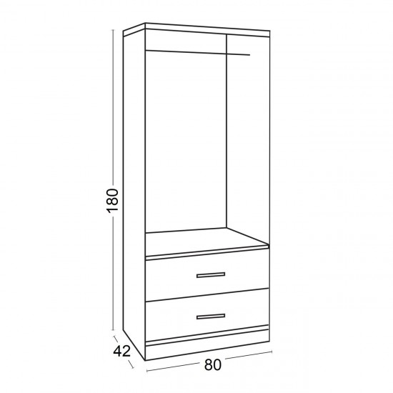 LIFE Ντουλάπα με 2 Συρτάρια / Κερασί