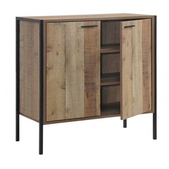PALLET Ντουλάπι - Παπουτσοθήκη 2 Πόρτες Μέταλλο Βαφή Μαύρο / Antique Oak